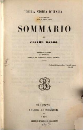 Della storia d'Italia dalle origini fino ai nostri tempi