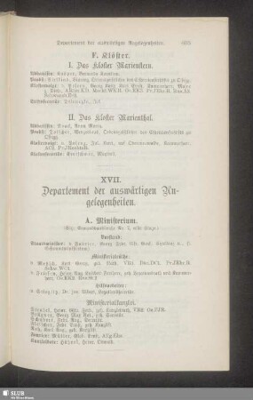 XVII. Departement der auswärtigen Angelegenheiten