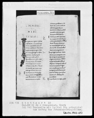 Evangeliar — Initiale I(n principio), Folio 149recto