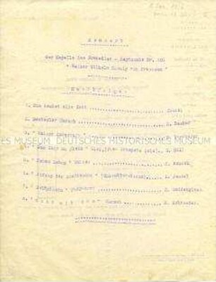 Maschinenschriftlicher Programmzettel einer musikalischen Veranstaltung im besetzten Frankreich