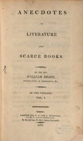 Anecdotes of literature and scarce books, 1