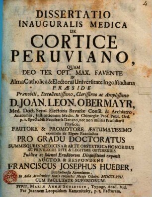 Diss. inaug. med. de cortice peruviano