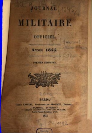 Journal militaire officiel, 1845,1