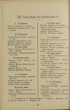 XII. Verzeichnis der Schulbücher