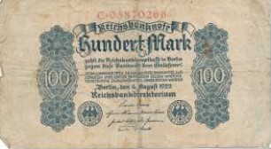 Zahlungsmittel / Reichsbanknote / Hundert Mark