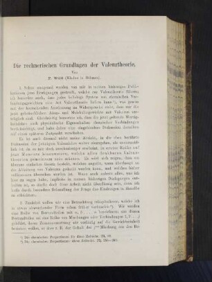 Die rechnerischen Grundlagen der Valenztheorie