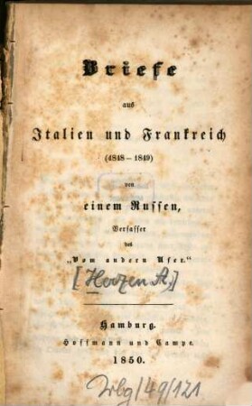 Briefe aus Italien und Frankreich : (1848 - 1849)