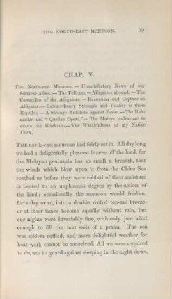 Chap. V. The North-east monsoon