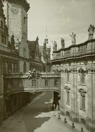 Schloßstraße : Dresden, Residenzschloss, Nordflügel mit Übergang zur Hofkirche von Nordosten