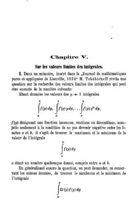 Chapitre V. Sur les valeurs limites des intégrales.