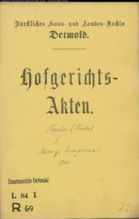 Rüter, Joh. Christians Witwe gegen Meier zu Ermgassen, Simon Christian - Schuldforderung