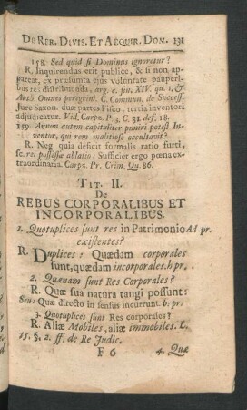 Tit. II. De Rebus Corporalibus Et Incorporalibus