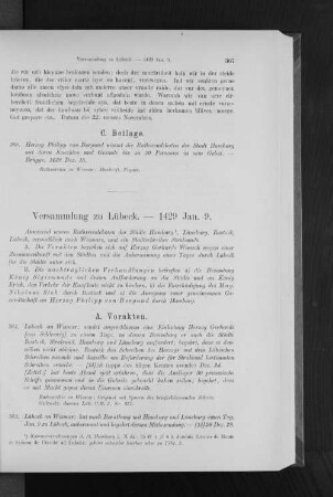 Versammlung zu Lübeck. - 1429 Jan. 9.