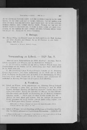 Versammlung zu Lübeck. - 1429 Jan. 9.