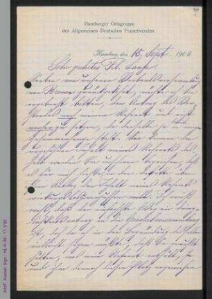 Brief von Julie Eichholz an Helene Lange