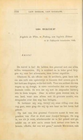 28e. brief. Kapitein de Witte, te Padang, aan kapitein Heimes ...