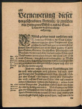 Vernewerung dieser vorgeschriebnen Articuln ...