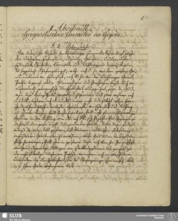 I. Abschnitt. Geognostischer Character der Gegend