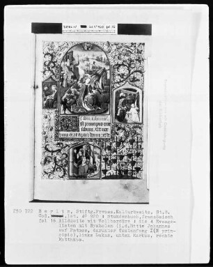 Lateinisches Stundenbuch — Bildseite mit vier Miniaturen, Folio 16recto