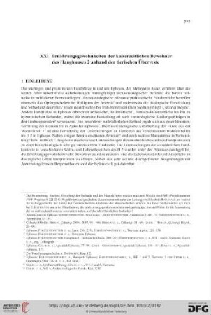 XXI. Ernährungsgewohnheiten der kaiserzeitlichen Bewohner des Hanghauses 2 anhand der tierischen Überreste
