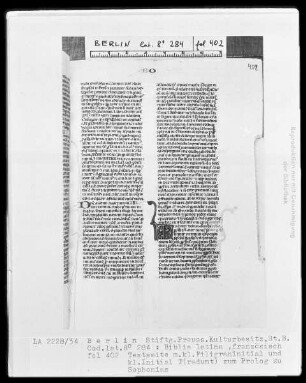 Biblia latina — Initiale T (radunt), Folio 402 recto