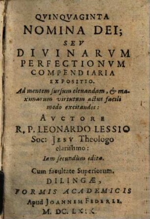 Quinquaginta nomina Dei, seu divinarum perfectionum compendiaria expositio