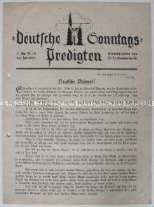 Kirchliches Mitteilungsblatt mit dem Text einer Predigt