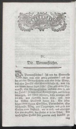 IV. Die Vernunfftlehre