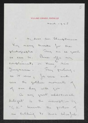 Brief von Max Beerbohm an Gerhart Hauptmann