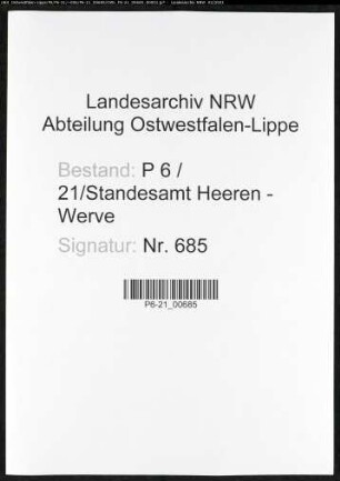 Sterberegister Standesamt Heeren-Werve