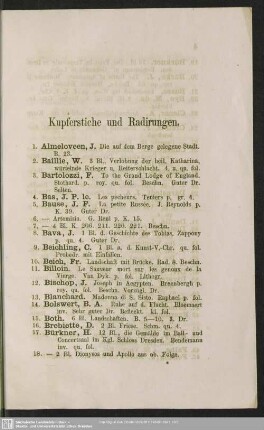 Kupferstiche und Radirungen