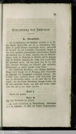 Einrichtung des Instituts