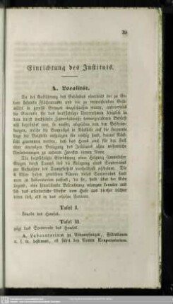 Einrichtung des Instituts