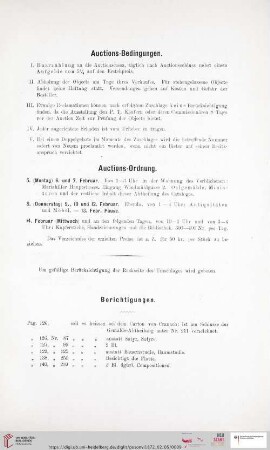 Auctions-Bedingungen / Auctions-Ordnung / Berichtigungen