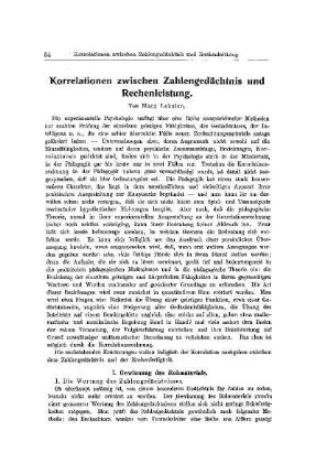 Korrelationen zwischen Zahlengedächtnis und Rechenleistung