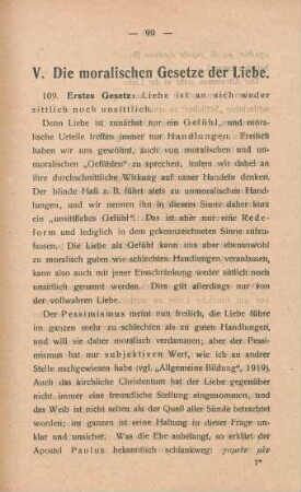 V. Die moralischen Gesetze der Liebe