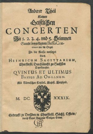 Quintus et ultimus. Bassus ad Organum