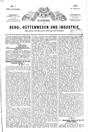 Der Berggeist : Zeitung für Berg-, Hüttenwesen u. Industrie, 8. 1863
