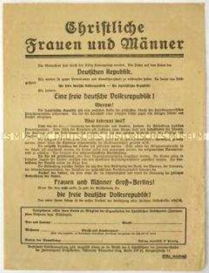 Aufruf der Zentrumspartei zum Beitritt und zur Wahl der Nationalversammlung 1919