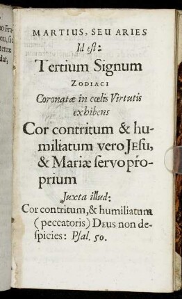 Martius, Seu Aries Id est: Tertium Signum