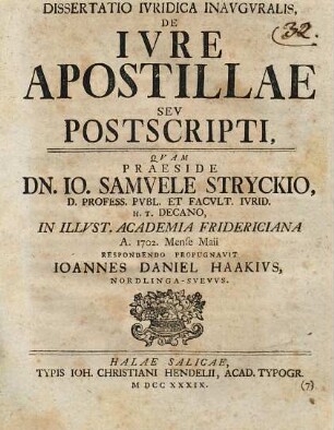 De iure apostillae seu postscripti