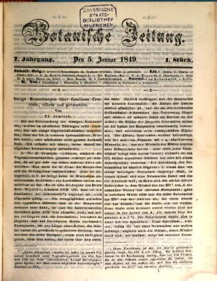 Botanische Zeitung. 7. 1849