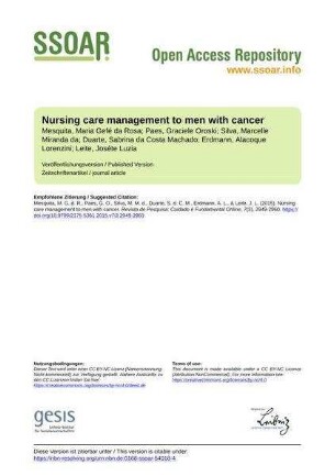 Nursing care management to men with cancer