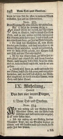 IX. Abtheilung, Handelt Von den vier letzten Dingen.