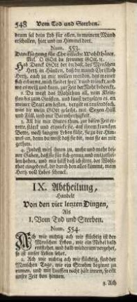 IX. Abtheilung, Handelt Von den vier letzten Dingen.