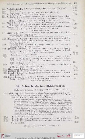 20. Schweizerisches Militärwesen (Nr. 3702 - 3801)