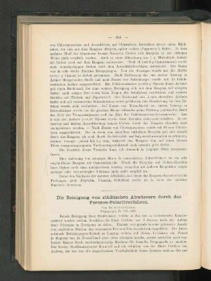 Die Reinigung von städtischen Abwässern durch das Ferozon-Polaritverfahren.