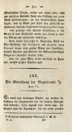 LXX. Die Abweichung der Magnetnadel