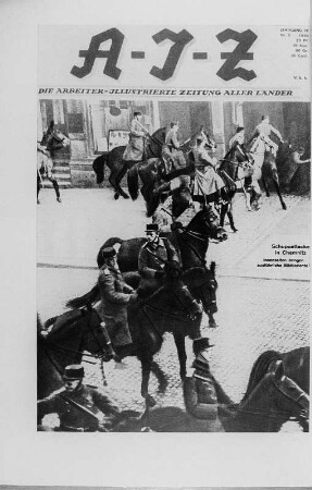 Reproduktion eines Titelblattes der Arbeiter-Illustrierten-Zeitung (AIZ), 1930 (Heft 5) mit dem Titel "Schupoattacke in Chemnitz" : Reproduktion eines Titelblattes der Arbeiter-Illustrierten-Zeitung (AIZ), 1930 (Heft 5) mit dem Titel "Schupoattacke in Chemnitz