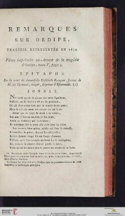 Remarques sur Oedipe, Tragédie représentée en 1659